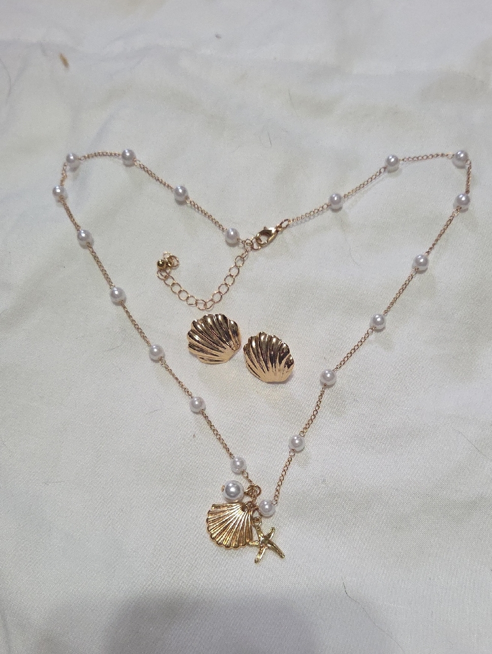 Fashion Pearl Shell Pendant Necklace and Earrings Set